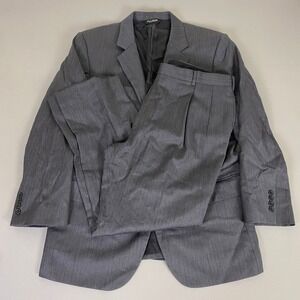 JOS A BANK  Suit Two Piece Jacket‎ Pants Men's 44R x 34W Charcoal Gray Pinstripe